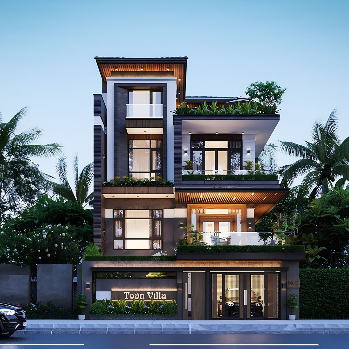 Villa mái bằng với sân vườn trên cao cải thiện vi khí hậu hiệu quả  (Ảnh: Sưu tầm)