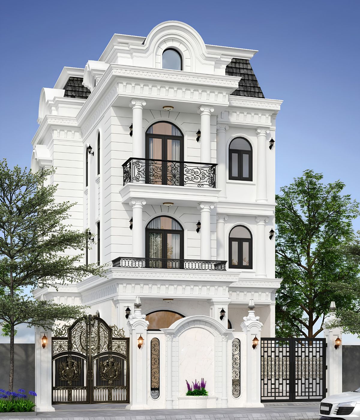 Biệt thự mái Mansard hiện đại là sự giao thoa giữa kiến trúc châu Âu sang trọng và tư duy thiết kế tối giản (Ảnh: Sưu tầm)