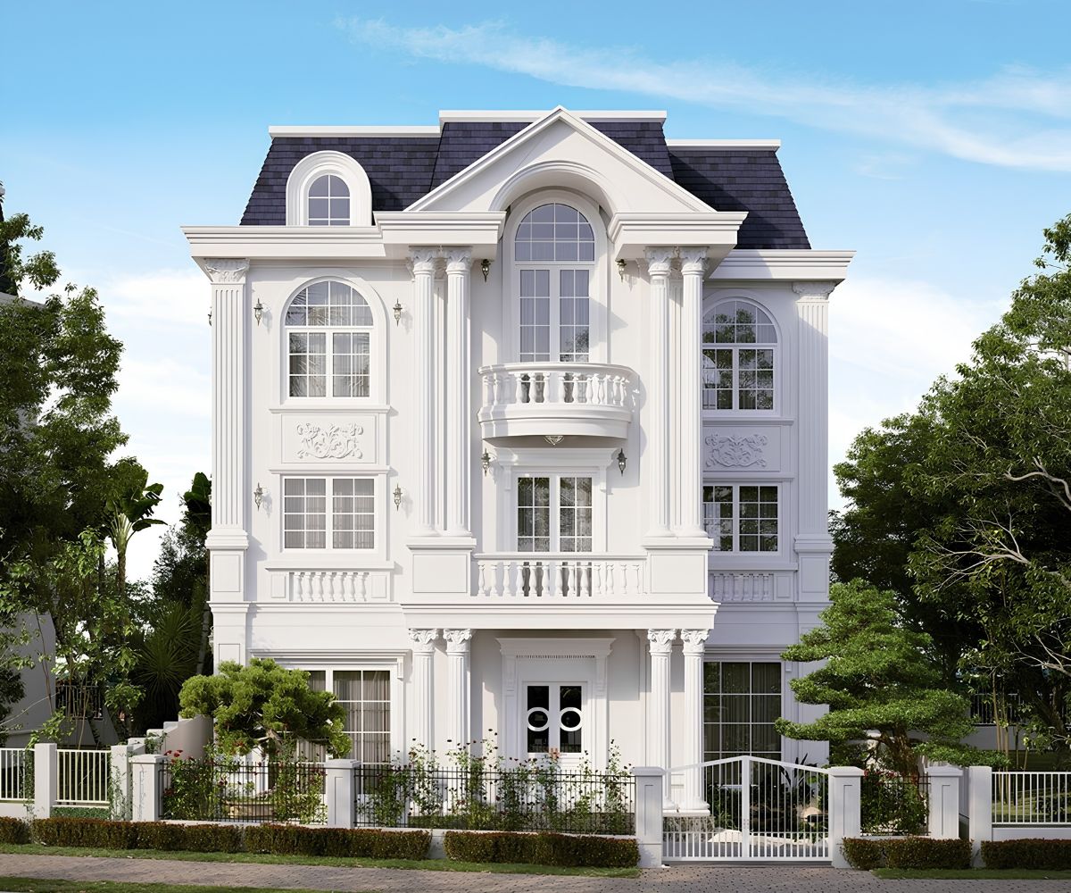 Các đường nét vuông vức kết hợp mái Mansard tạo nên tổng thể hiện đại nhưng vẫn đầy đẳng cấp  (Ảnh: Sưu tầm)