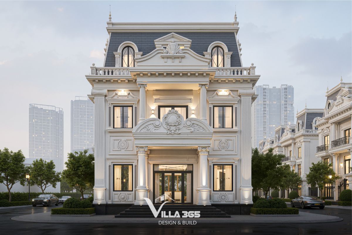 Biệt thự vuông mái Mansard ghi điểm với bố cục cân đối và vẻ đẹp sang trọng chuẩn châu Âu