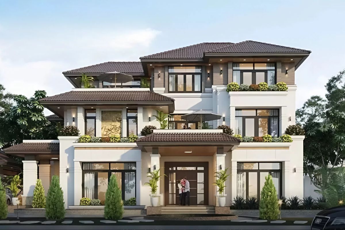 Mẫu thiết kế biệt thự 400m2 đẳng cấp, bản vẽ công năng & báo giá 2026 22 Mẫu biệt thự 400m² mái Nhật hiện đại và tinh tế