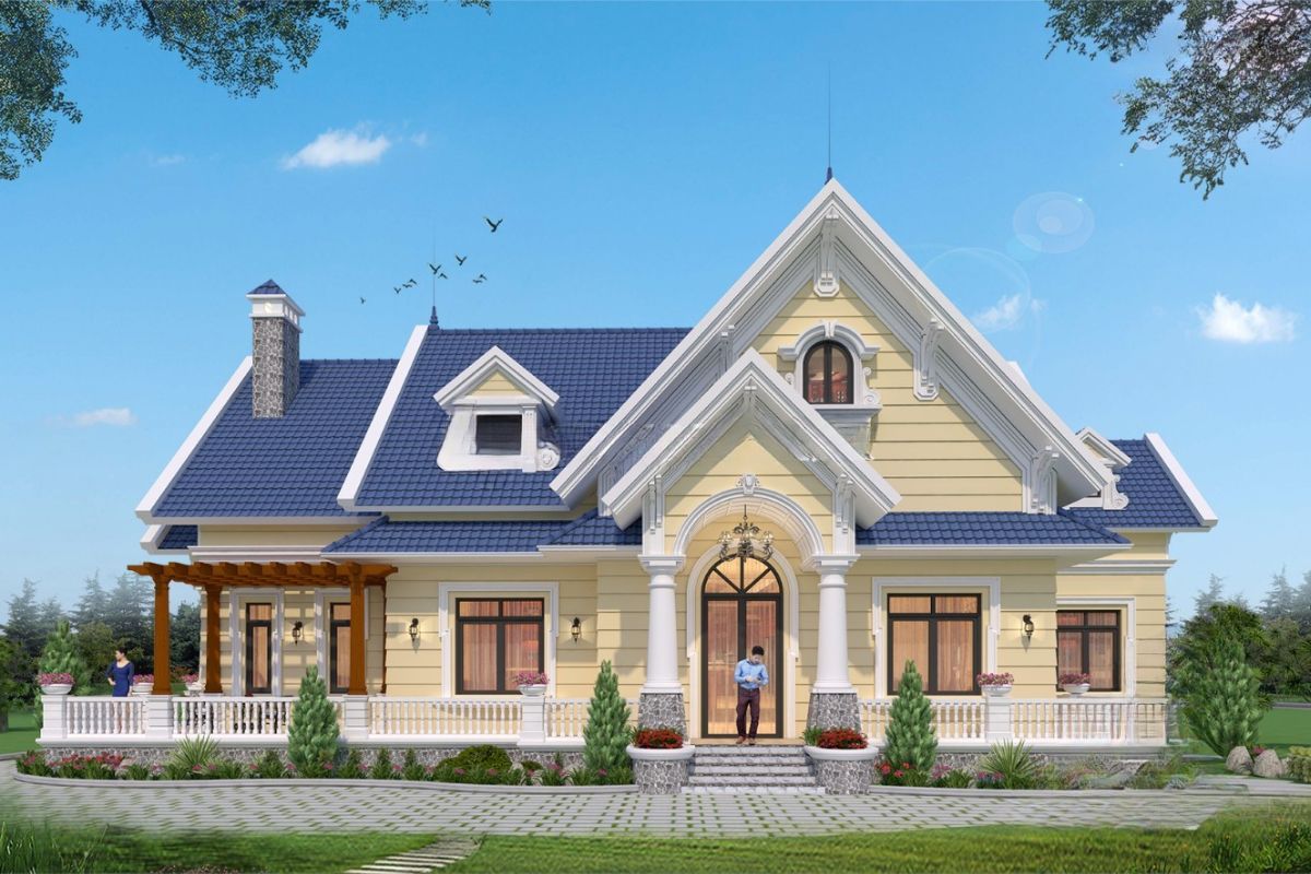 Kiến trúc mái Thái giúp biệt thự 1 tầng trở nên bề thế và thanh thoát hơn (Ảnh: Sưu tầm)