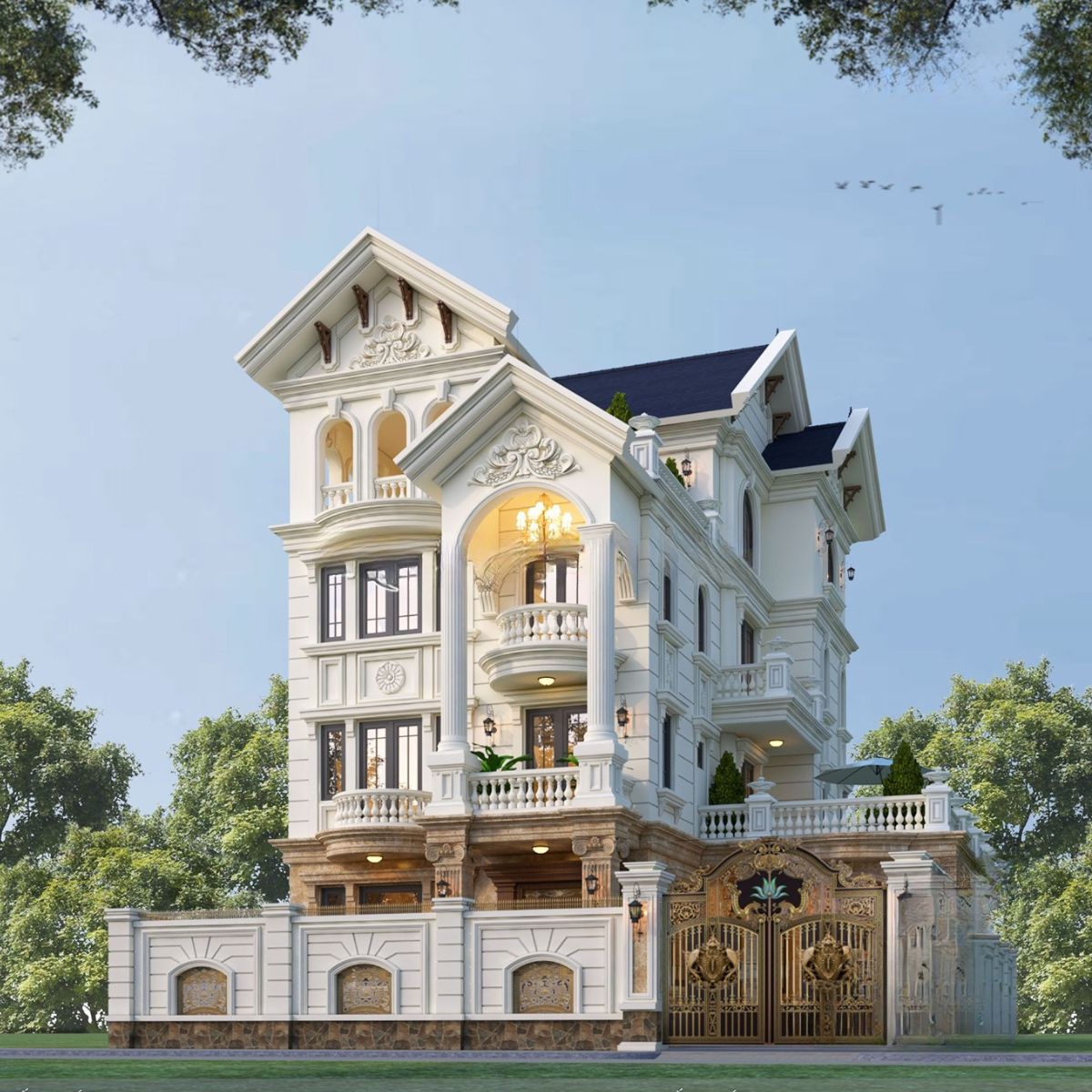 Thiết kế mái Thái giúp công trình cao tầng trở nên mềm mại và cân đối hơn (Ảnh: Sưu tầm)