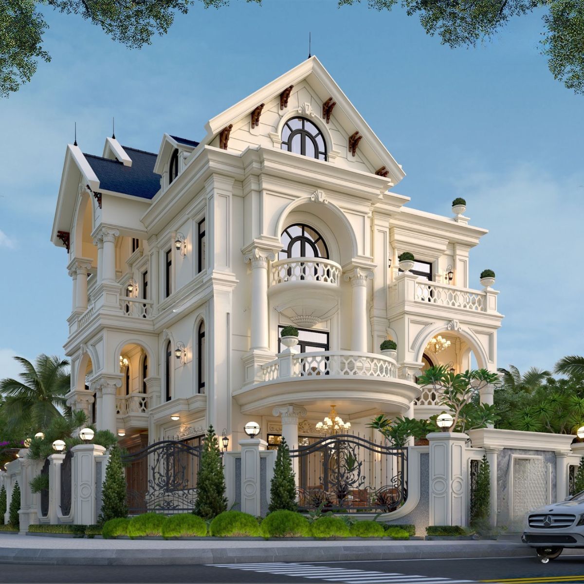 Mẫu biệt thự mái Thái tân cổ điển mang vẻ đẹp sang trọng và tinh tế vượt thời gian (Ảnh: Sưu tầm)
