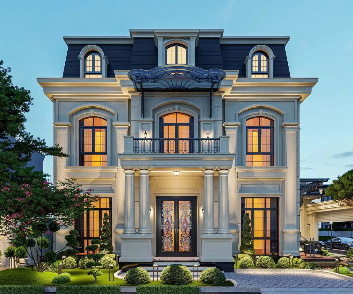 Thiết kế mái Mansard giúp biệt thự trở nên bề thế, sang trọng và gia tăng diện tích sử dụng hiệu quả (Ảnh: Sưu tầm)