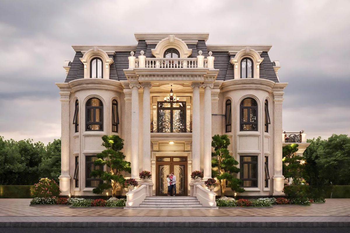 Biệt thự tân cổ điển châu Âu mái Mansard là lựa chọn lý tưởng cho gia chủ yêu thích vẻ đẹp quyền quý (Ảnh: Sưu tầm)