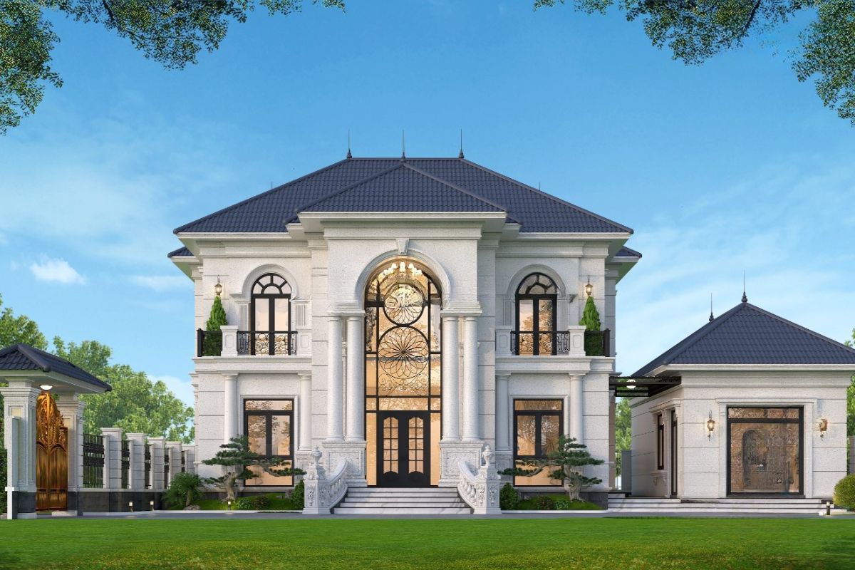 Thiết kế biệt thự 2 tầng tân cổ điển mái Nhật phù hợp với gia đình yêu thích phong cách sống tối giản (Ảnh: Sưu tầm)