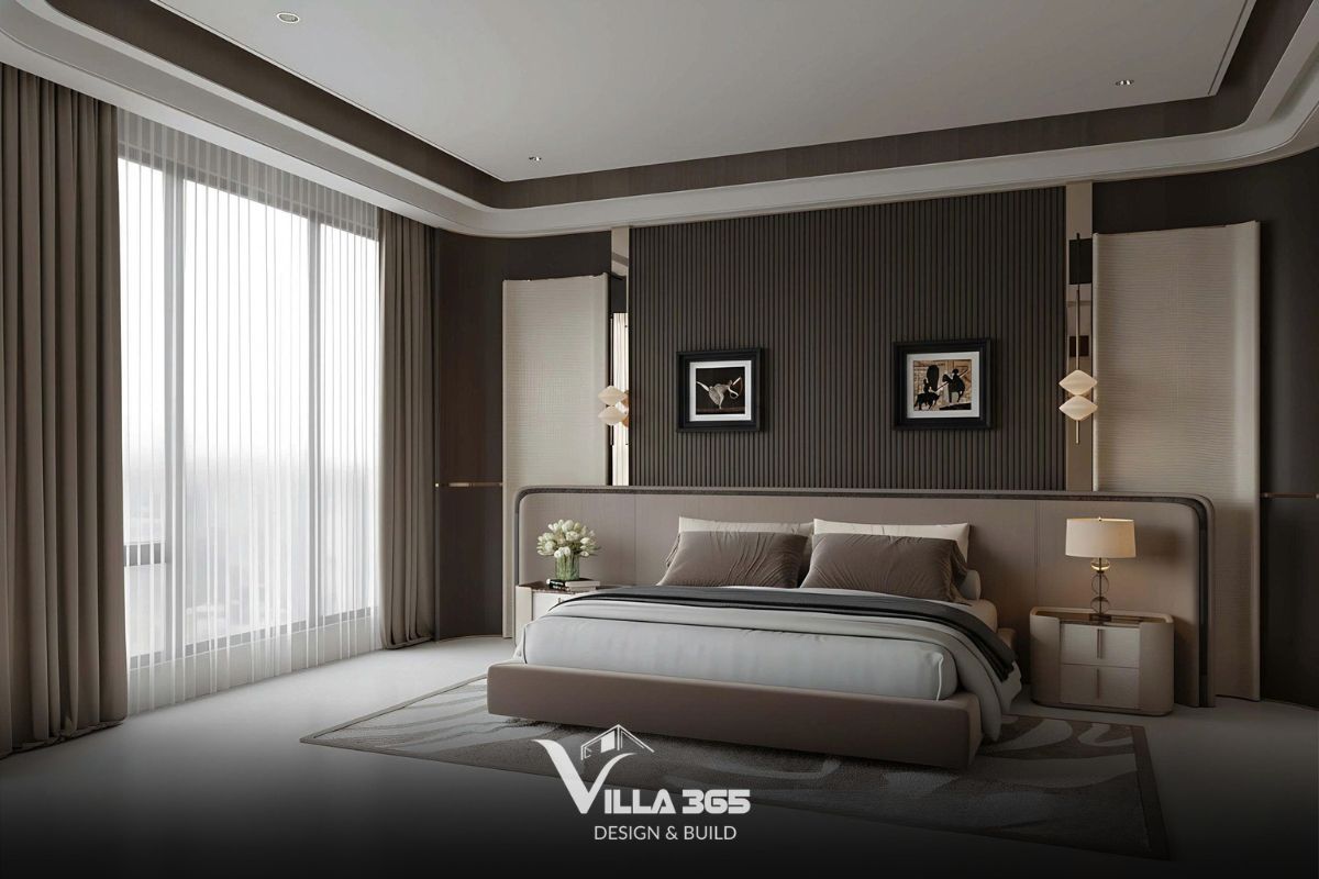 Hệ vách kính lớn kịch trần cho phép gia chủ ngắm trọn vẹn cảnh bình minh khoáng đạt mỗi sáng sớm 
