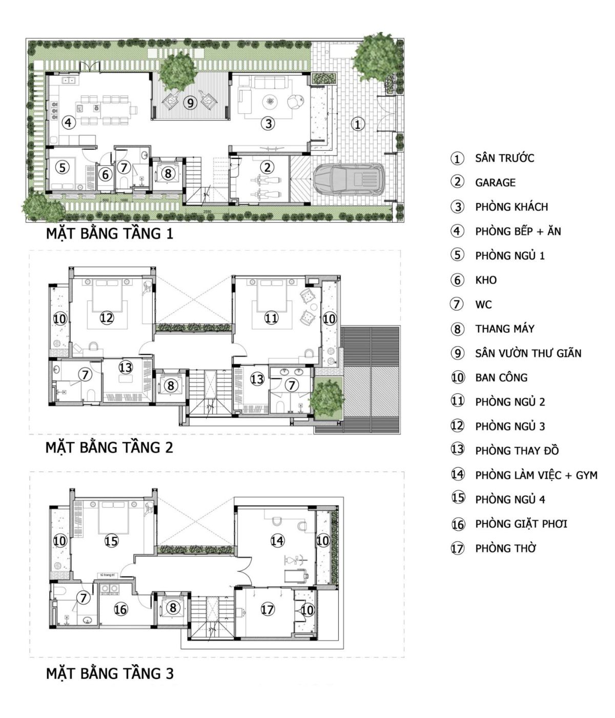 Mặt bằng biệt thự 250m2 có gara giúp tăng tiện ích và tối ưu công năng sử dụng (Ảnh: Sưu tầm)