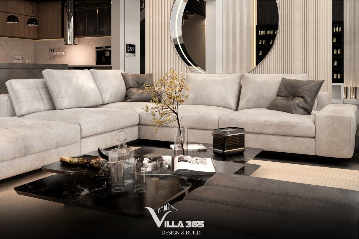 Bộ sofa lớn với thiết kế dạng mô-đun cho phép gia đình tùy biến không gian theo nhu cầu 