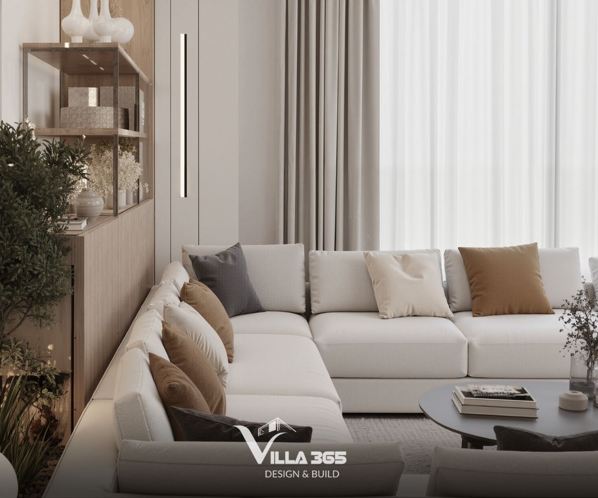 Sofa kiểu dáng thấp, hiện đại với những đường nét vuông vức nhưng vẫn mềm mại nhờ chất liệu vải nỉ cao cấp 