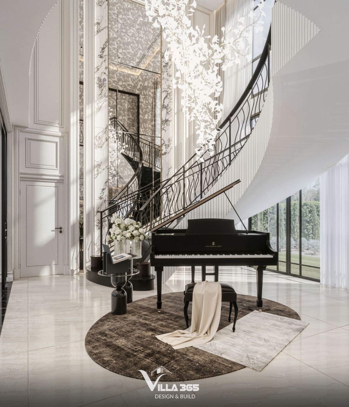 Thiết kế nội thất biệt thự The Grand Residence – Không gian nghỉ dưỡng nghệ thuật 3 Đàn piano được đặt trang trọng bên dưới cầu thang, tạo nên góc nhỏ thư giãn tràn đầy cảm hứng