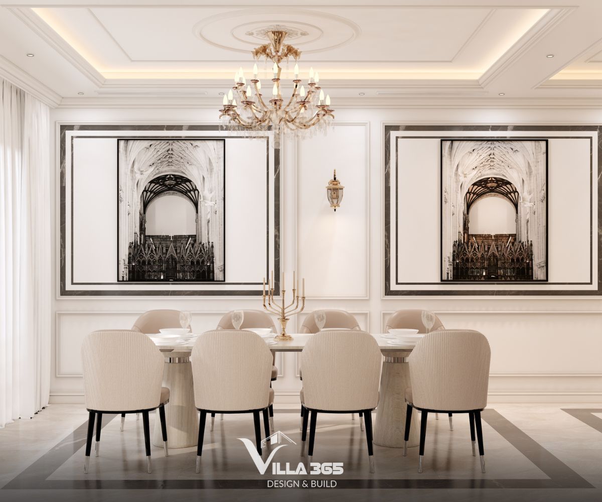 Thiết kế nội thất biệt thự The Grand Residence – Không gian nghỉ dưỡng nghệ thuật 4 Hai bức tranh mô tả kiến trúc vòm Gothic với những đường nét điêu khắc đá tinh xảo, mang hơi thở của nghệ thuật kiến trúc cổ điển châu Âu vào không gian sống