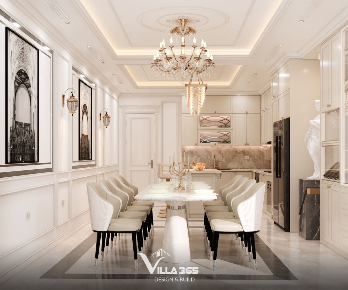 Thiết kế nội thất biệt thự The Grand Residence – Không gian nghỉ dưỡng nghệ thuật 5 Các đường phào chỉ chạy dọc tường bao quanh những bức tranh như một bộ khung kép, giúp tác phẩm nghệ thuật hòa nhập hoàn toàn vào cấu trúc ngôi nhà