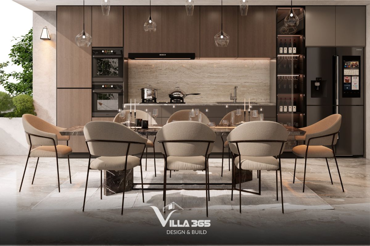 Thiết kế nội thất biệt thự The Zen Residence cho gia chủ nghỉ hưu, an dưỡng tuổi già 4 Hệ đèn thả thủy tinh với ánh sáng khuếch tán góp phần tạo nên bầu không khí dịu nhẹ, thư giãn