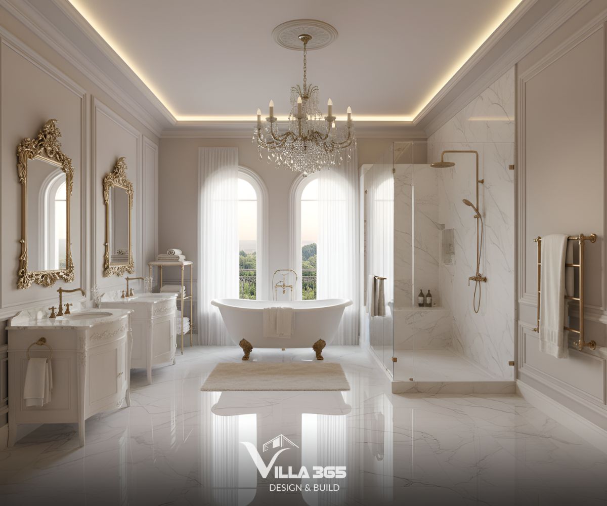 Hai ô cửa sổ vòm cao sát đất với rèm voan mỏng giúp đón ánh sáng tự nhiên một cách nhẹ nhàng, đồng thời mở ra tầm nhìn thoáng đãng ra bên ngoài