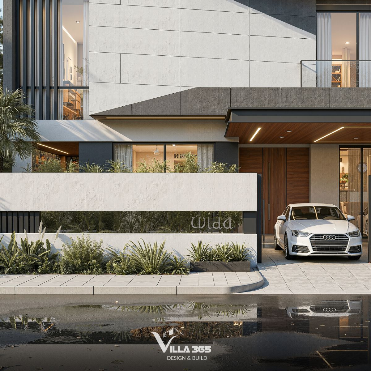 Palm Tree Villa – Biệt thự 3 tầng đánh thức ký ức tuổi thơ bên những tán cọ 3 Sự đối lập tinh tế của những gam màu tạo nên chiều sâu cho khối kiến trúc