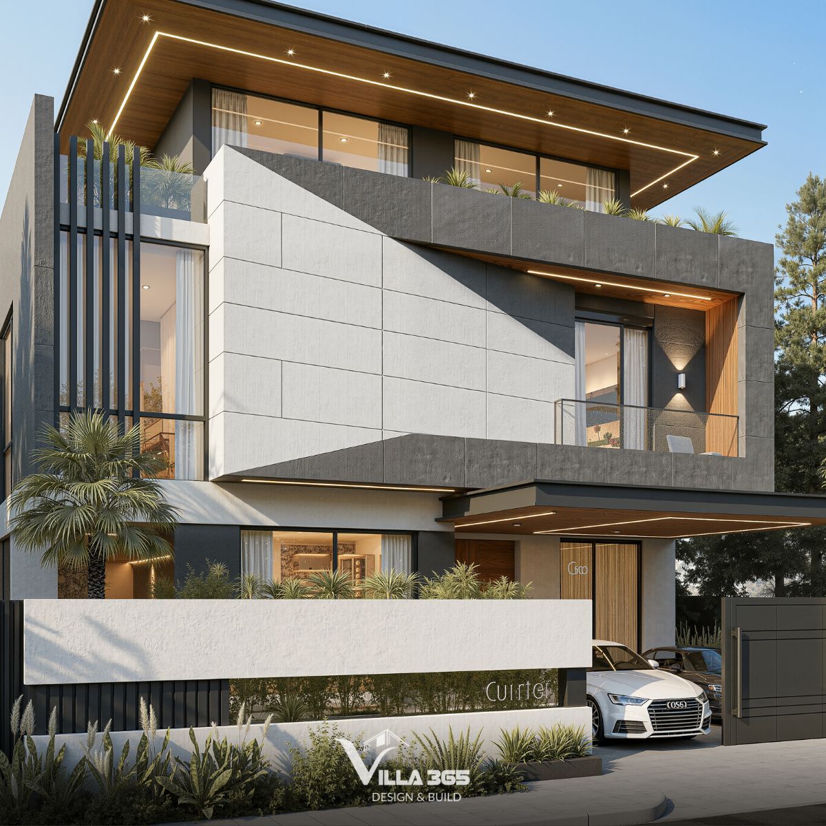 Palm Tree Villa – Biệt thự 3 tầng đánh thức ký ức tuổi thơ bên những tán cọ 6 Đường cắt xéo – điểm nhấn đắt giá của mặt tiền tầng 2