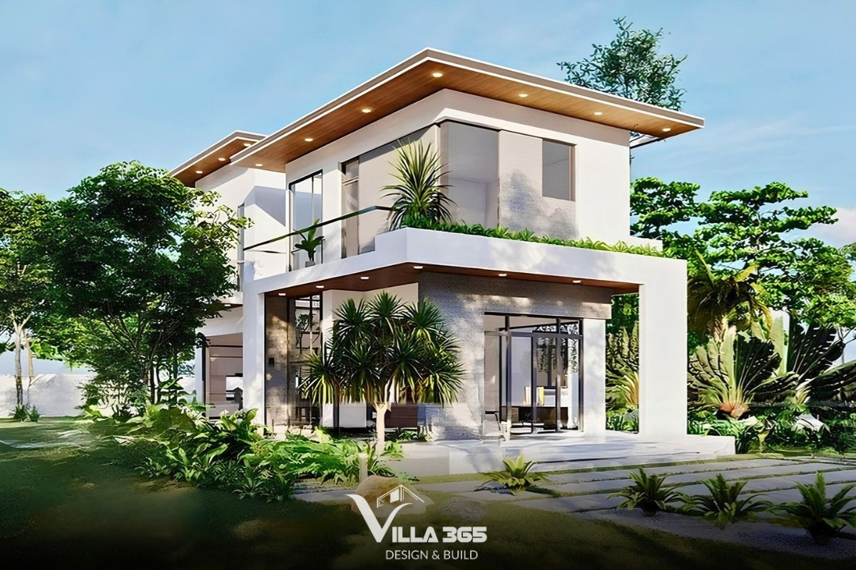 Biệt thự 250m2 có sân vườn 2 tầng tạo nên không gian sống gần gũi thiên nhiên và cân bằng sinh thái 