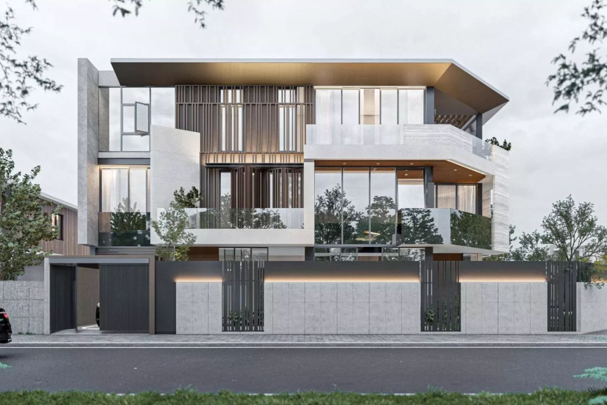 Mẫu thiết kế biệt thự 400m2 đẳng cấp, bản vẽ công năng & báo giá 2026 5 Thiết kế biệt thự 400m2 3 tầng cho phép tích hợp phòng giải trí, gym và không gian phụ trợ đầy tiện nghi (Ảnh: Sưu tầm)