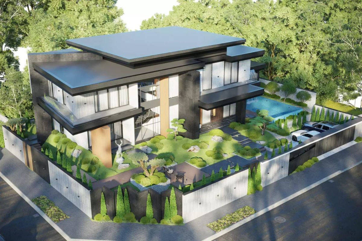 Mẫu thiết kế biệt thự 400m2 đẳng cấp, bản vẽ công năng & báo giá 2026 14 Thiết kế biệt thự vườn 400m2 là lựa chọn lý tưởng cho gia chủ yêu thích môi trường sống chữa lành và thông thoáng (Ảnh: Sưu tầm)