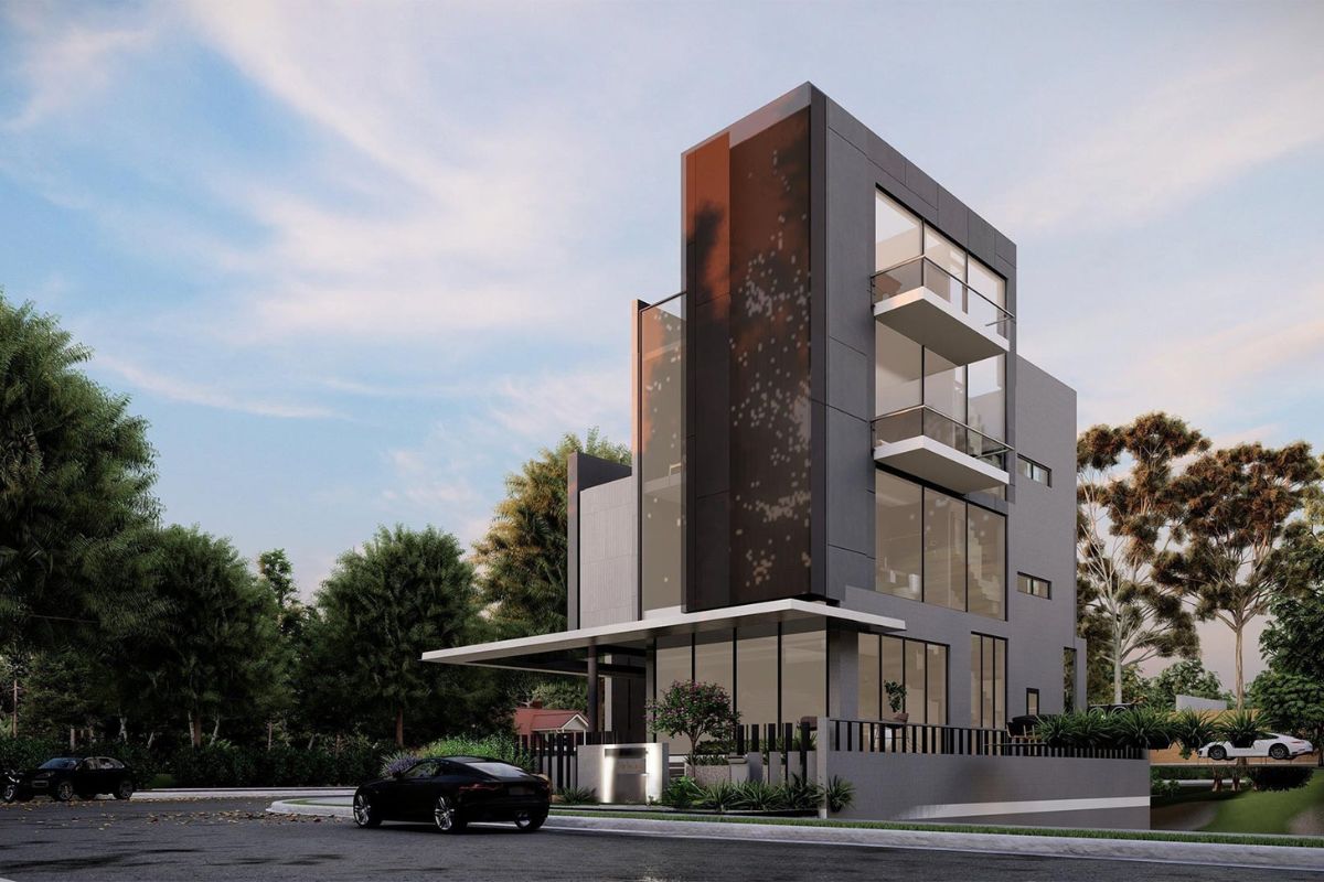 Mẫu thiết kế biệt thự 400m2 đẳng cấp, bản vẽ công năng & báo giá 2026 20 Thiết kế biệt thự lô góc 400m2 thường kết hợp sân vườn bao quanh nhằm tạo điểm nhấn sang trọng và khác biệt (Ảnh: Sưu tầm)