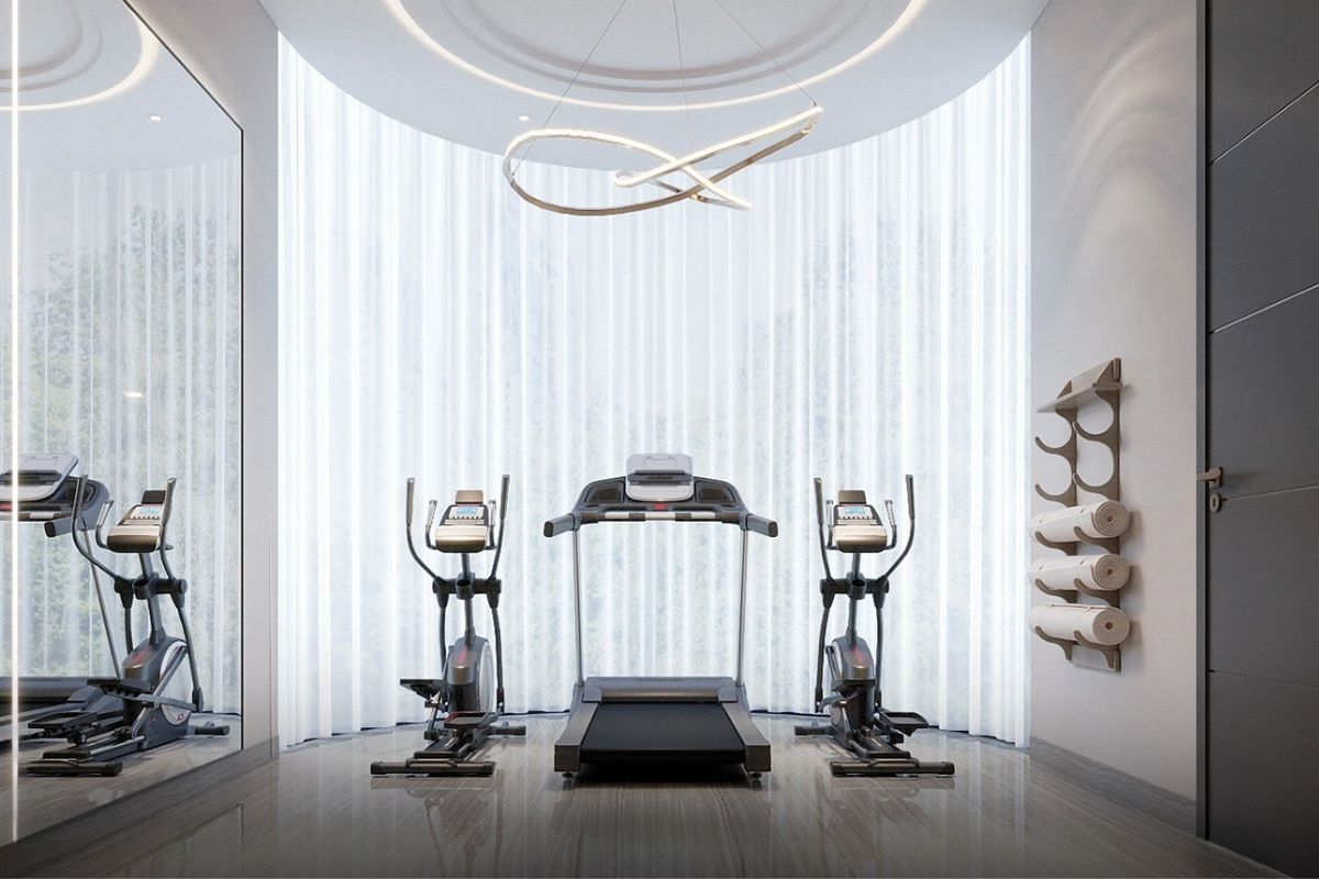 Phòng gym thông thoáng kết hợp ánh sáng tự nhiên giúp nâng cao trải nghiệm luyện tập hàng ngày (Ảnh: Sưu tầm)