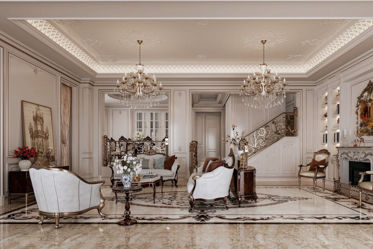 Nội thất biệt thự cổ điển châu Âu chinh phục gia chủ bằng vẻ đẹp quý tộc và giá trị thẩm mỹ vượt thời gian (Ảnh: Sưu tầm)