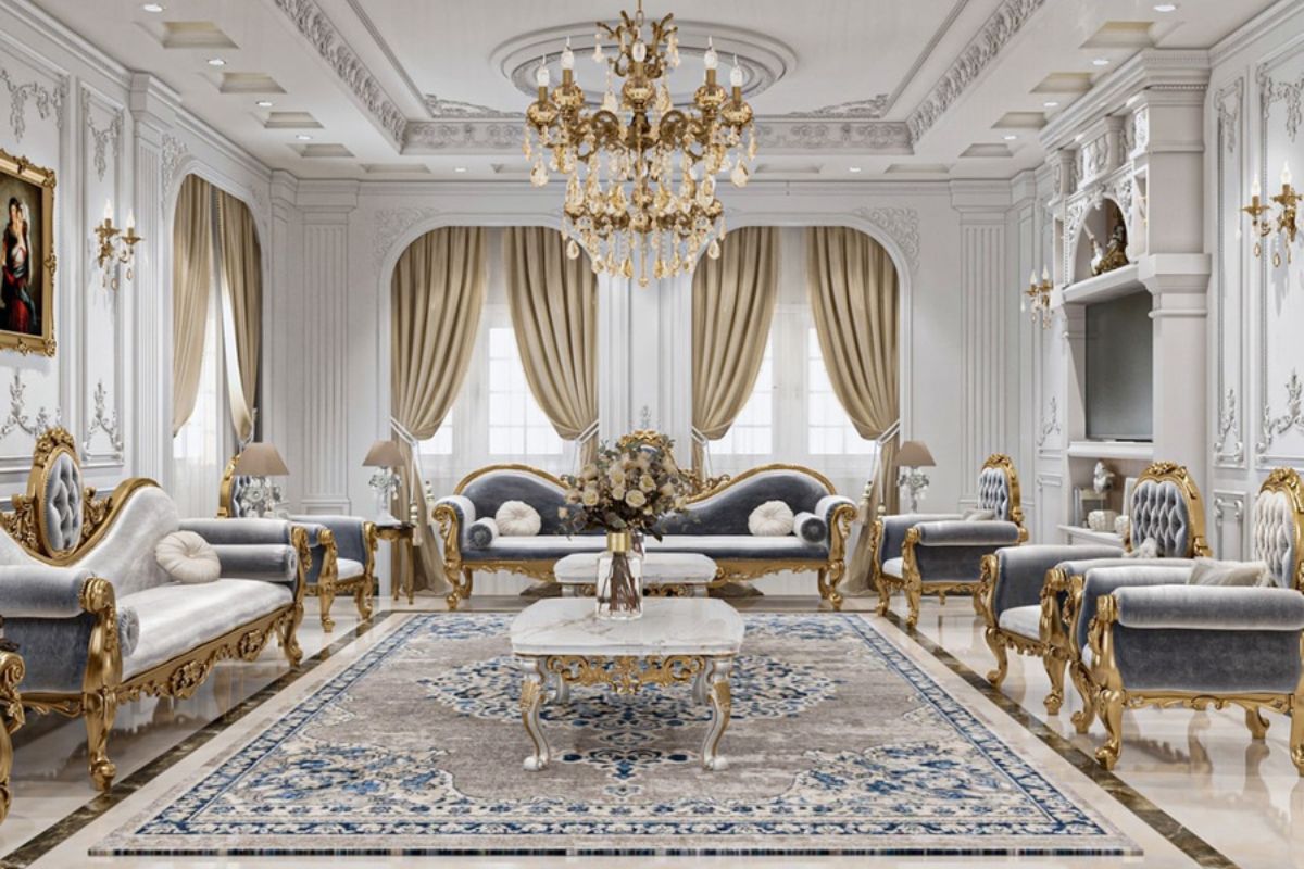 Thiết kế nội thất biệt thự luxury ưu tiên phòng khách rộng thoáng nhằm tạo cảm giác quyền quý và đẳng cấp (Ảnh: Sưu tầm)