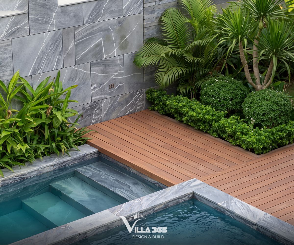 Cây xanh giúp làm mềm các khối kiến trúc vuông vức 