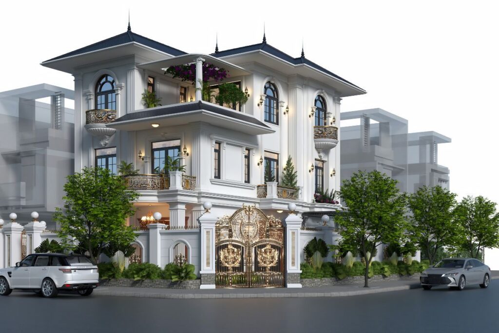 Mẫu biệt thự 3 tầng 2 mặt tiền đẹp