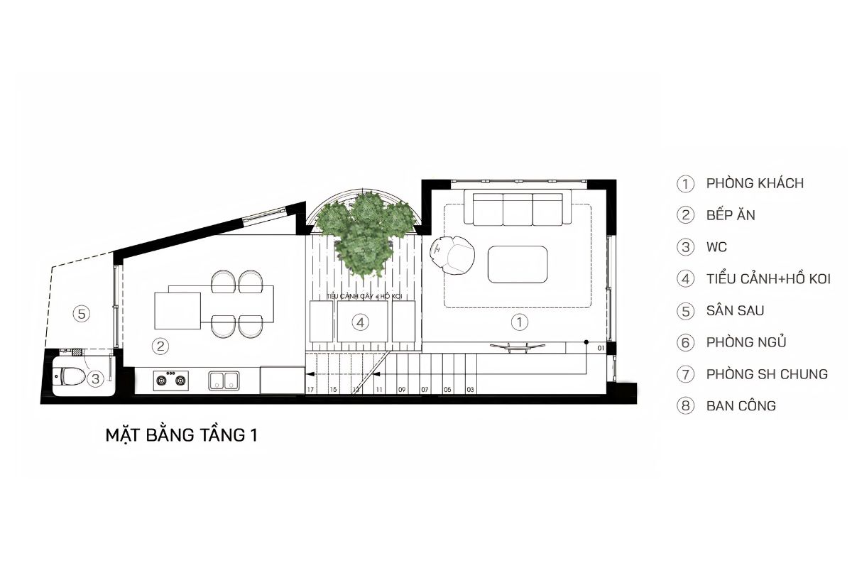 Mẫu biệt thự 1 trệt 3 lầu đẹp đẳng cấp kèm báo giá chi tiết 2026 22 Với biệt thự 1 trệt 3 lầu có hồ bơi hoặc hồ cá Koi, tầng trệt mang đến trải nghiệm thư giãn ngay từ lối vào (Ảnh: Sưu tầm)