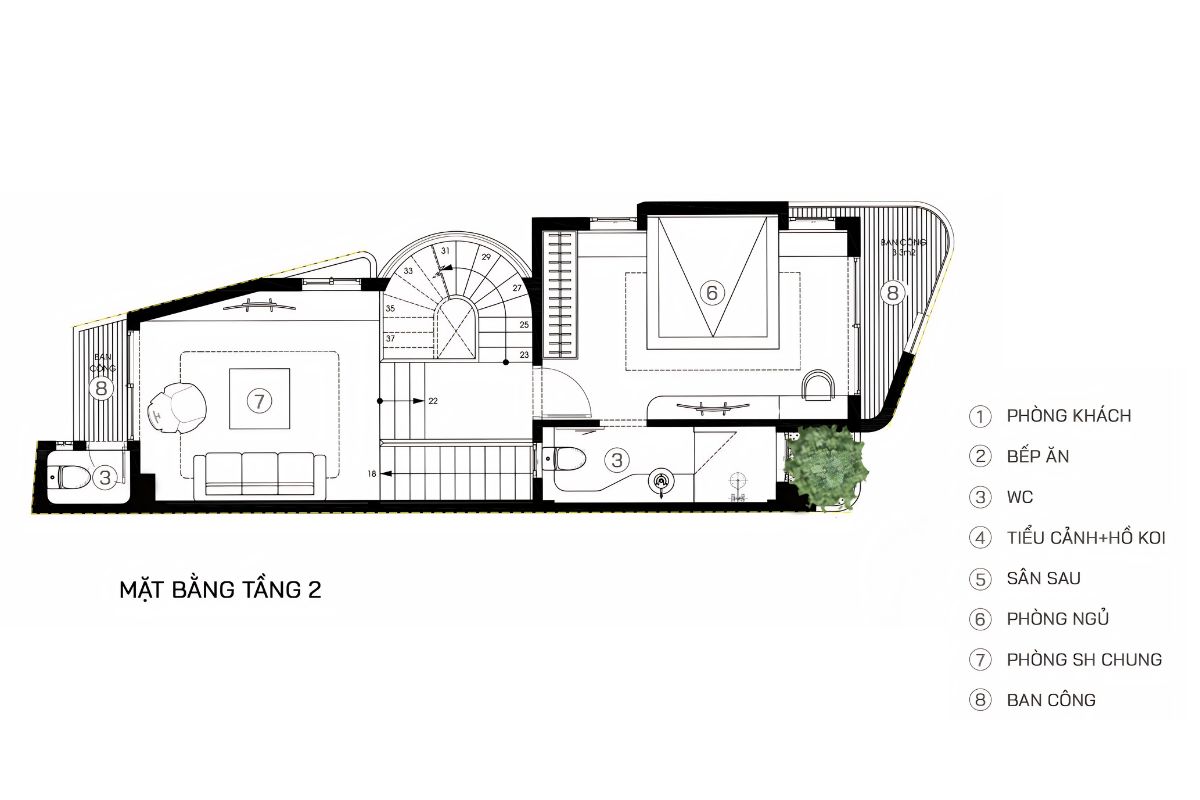 Mẫu biệt thự 1 trệt 3 lầu đẹp đẳng cấp kèm báo giá chi tiết 2026 23 Đối với biệt thự phố 1 trệt 3 lầu, giếng trời và thông tầng là giải pháp hiệu quả để tăng ánh sáng tự nhiên (Ảnh: Sưu tầm)