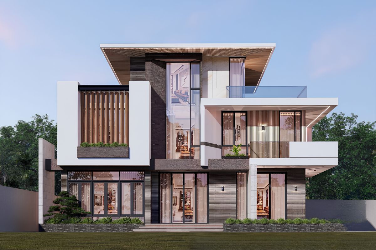 Không chỉ gia tăng công năng, biệt thự 2 tầng 1 tum còn chinh phục gia đình trẻ nhờ chi phí hợp lý, hình khối bề thế và khả năng thích ứng với nhu cầu sử dụng trong tương lai (Ảnh: Sưu tầm)