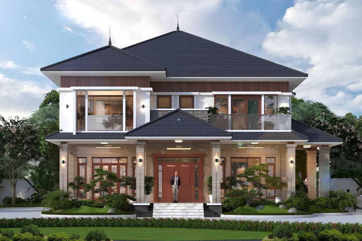 Biệt thự 2 tầng 4 phòng ngủ mái Nhật chinh phục gia chủ bằng tỷ lệ kiến trúc cân đối và vẻ đẹp thanh lịch  (Ảnh: Sưu tầm)