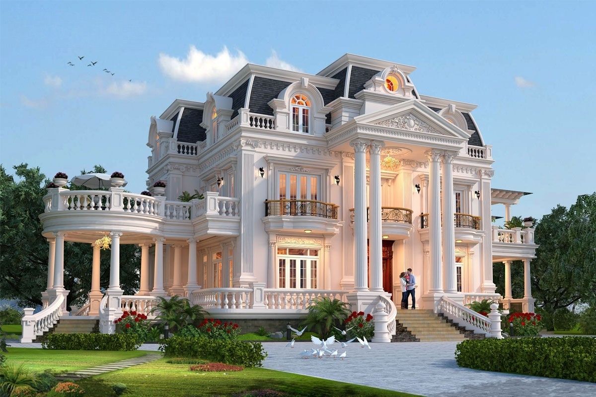 Hệ phào chỉ, cột trụ và mái cao tạo nên tổng thể kiến trúc đậm chất quý tộc châu Âu  (Ảnh: Sưu tầm)