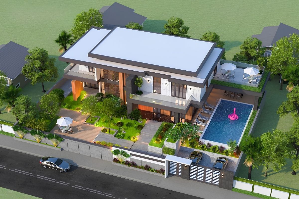 Sân vườn và mặt nước góp phần cải thiện vi khí hậu, mang lại cảm giác thư thái mỗi ngày (Ảnh: Sưu tầm)