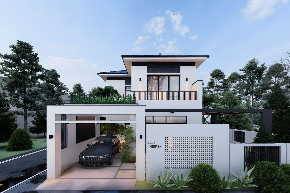 Thiết kế biệt thự 2 tầng 4 phòng ngủ 100m² đáp ứng tốt nhu cầu sinh hoạt của gia đình từ 4–6 thành viên  (Ảnh: Sưu tầm)