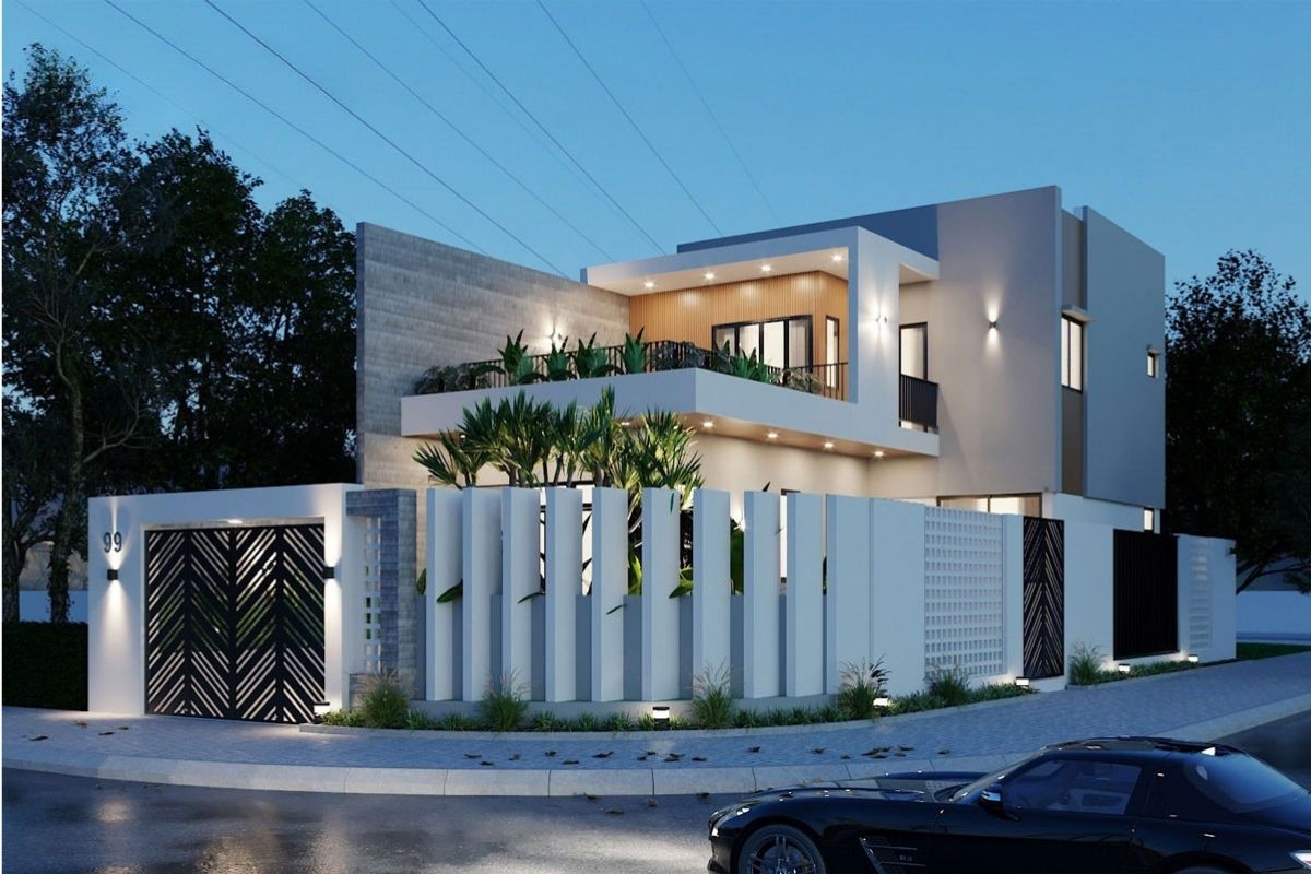 Mẫu biệt thự 2 tầng 5 phòng ngủ đẹp kèm báo giá 2026 18 Thiết kế biệt thự 2 tầng 5 phòng ngủ mái bằng tối ưu công năng và dễ dàng mở rộng trong tương lai (Ảnh: Sưu tầm)
