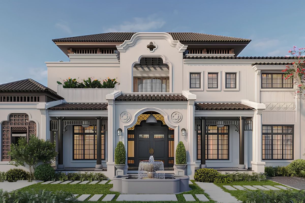25+ Mẫu biệt thự 2 tầng phong cách Indochine đẹp lãng mạn & báo giá 2026 28 Đây là giải pháp tối ưu diện tích được nhiều gia đình hiện đại lựa chọn (Ảnh: Sưu tầm)