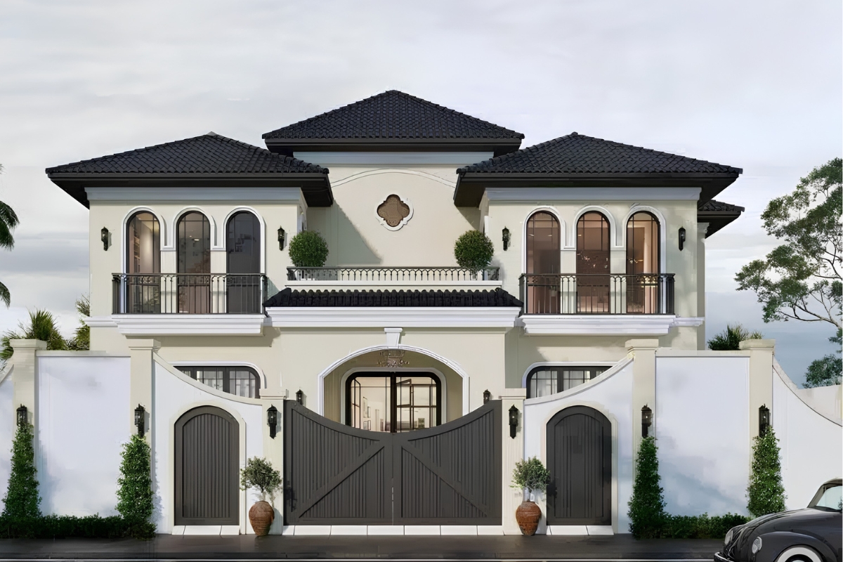25+ Mẫu biệt thự 2 tầng phong cách Indochine đẹp lãng mạn & báo giá 2026 40 Đây là lựa chọn dành cho những gia chủ yêu thích sự đẳng cấp và tiện nghi toàn diện (Ảnh: Sưu tầm)