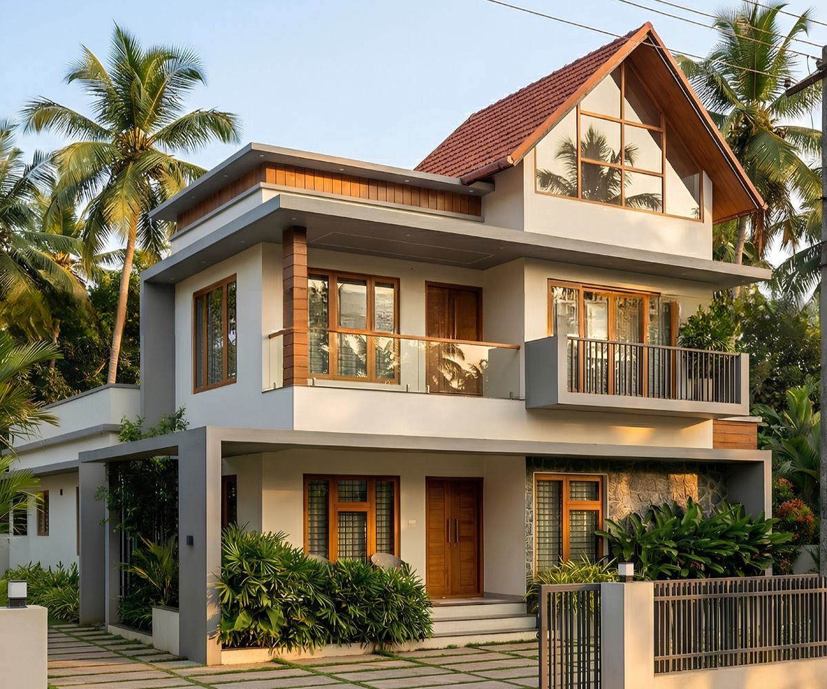 Mẫu biệt thự 2 tầng mặt tiền 10m đẹp 2026: bản vẽ & báo giá trọn gói 2 Mặt tiền 10m là kích thước lý tưởng để kết hợp mái Nhật, mái Thái và sân vườn xanh mát (Ảnh: Sưu tầm)