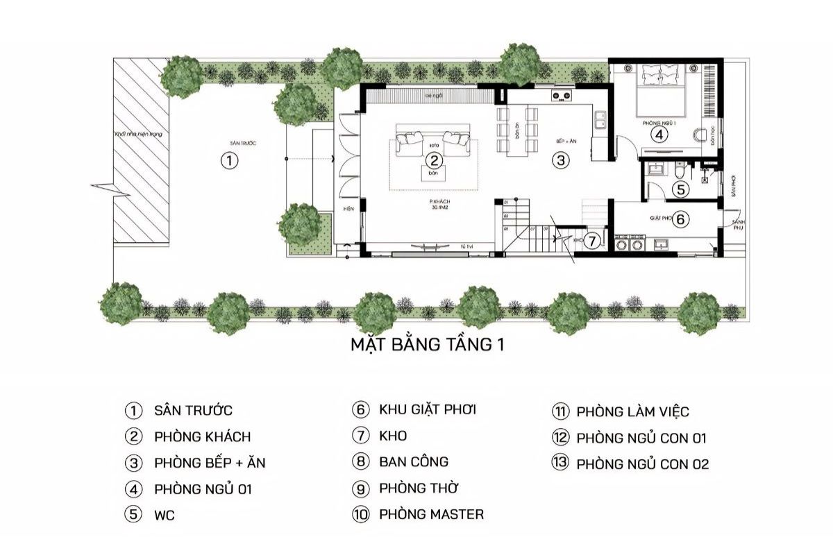Mẫu biệt thự 2 tầng mặt tiền 10m đẹp 2026: bản vẽ & báo giá trọn gói 21 Bản vẽ biệt thự 2 tầng mặt tiền 10m cần đảm bảo sự kết nối hợp lý giữa các không gian sinh hoạt chung (Ảnh: Sưu tầm)