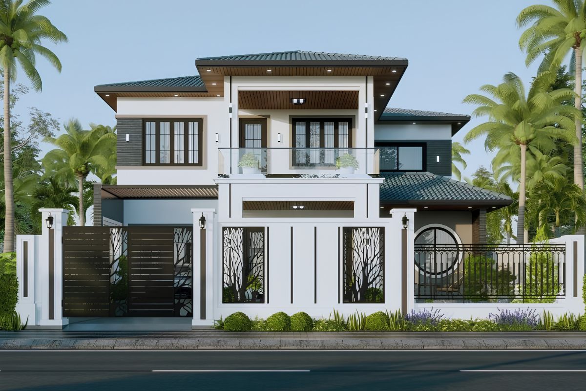 Mẫu biệt thự 2 tầng mặt tiền 12m đẹp nhất 2026 & báo giá trọn gói 1 Khám phá những mẫu biệt thự 2 tầng mặt tiền 12m đẹp, cân đối và dẫn đầu xu hướng thiết kế năm 2026 (Ảnh: Sưu tầm)