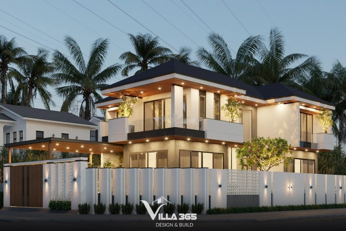 Mẫu biệt thự 2 tầng mặt tiền 12m