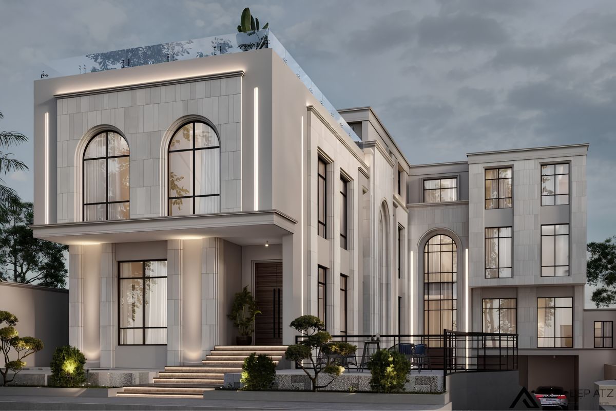 Mẫu biệt thự 2 tầng mặt tiền 7m đẹp & báo giá chi tiết 2026 31 Kiểu thiết kế này mang lại nhiều lợi thế về thông gió và tiếp cận ánh sáng tự nhiên (Ảnh: Sưu tầm)