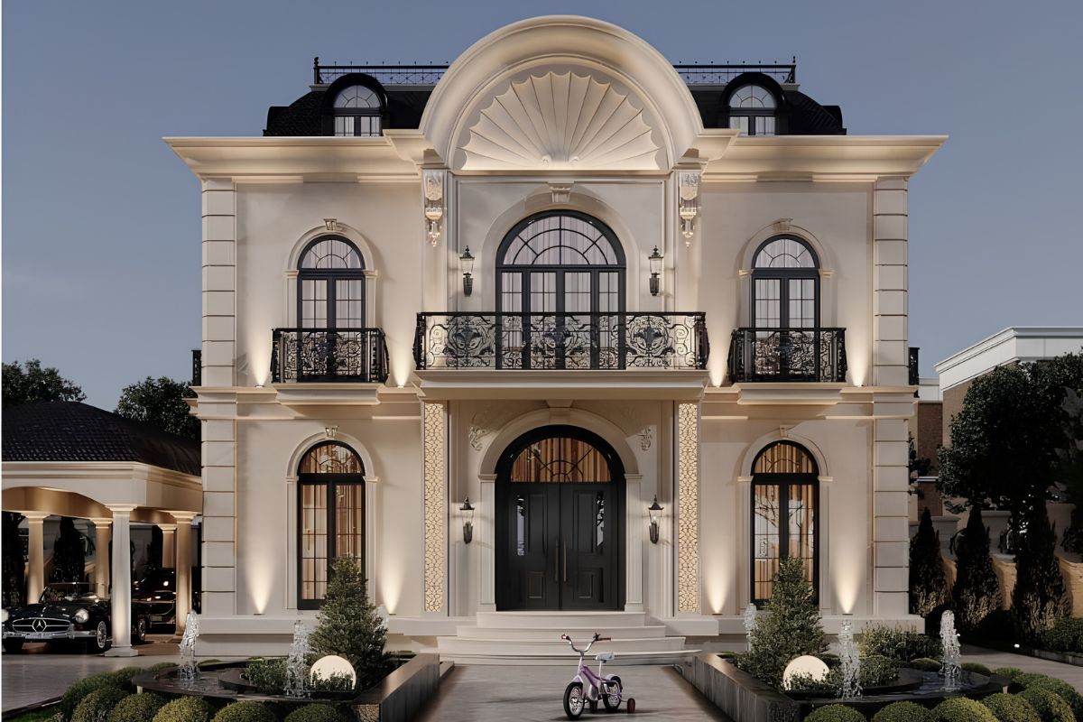 Vẻ đẹp quý phái và sang trọng là điểm đặc trưng của những mẫu biệt thự 2 tầng mặt tiền 9m mang phong cách Châu Âu (Ảnh: Sưu tầm)