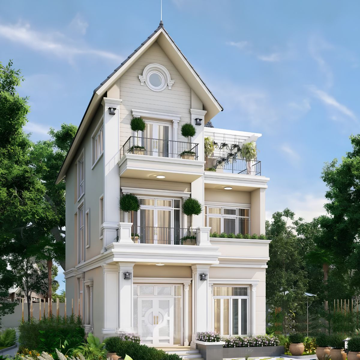 Mặt tiền đối xứng cùng hệ thức kiến trúc chỉn chu giúp công trình luôn giữ được sự bề thế và thanh lịch (Ảnh: Sưu tầm)