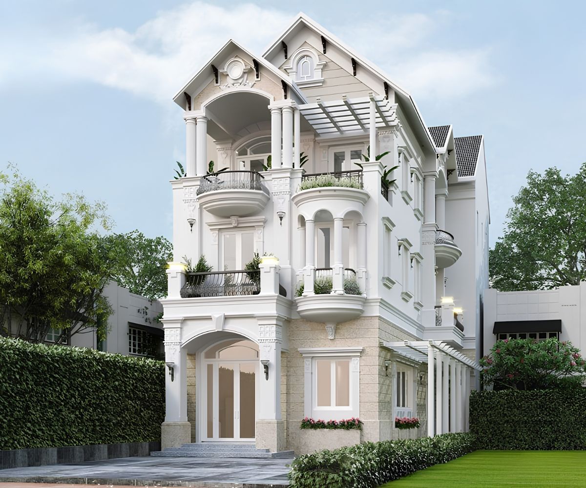 Sự kết hợp giữa mái Thái và cảnh quan xanh mang lại vẻ đẹp gần gũi nhưng vẫn đầy sang trọng (Ảnh: Sưu tầm)