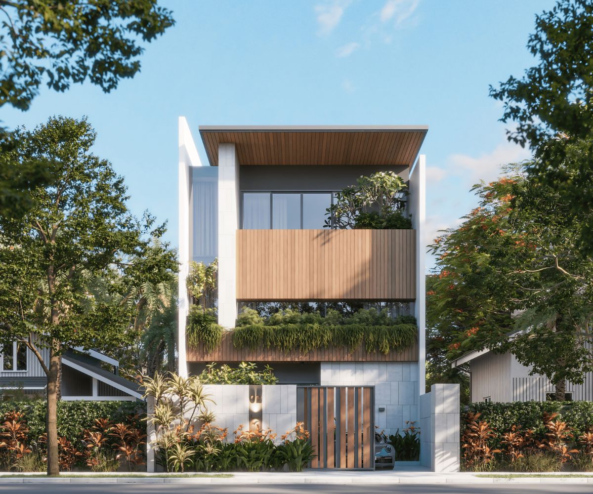 Kiến trúc biệt thự 3 tầng 100m2 mái bằng tạo nên diện mạo khỏe khoắn và đậm chất đô thị hiện đại (Ảnh: Sưu tầm)